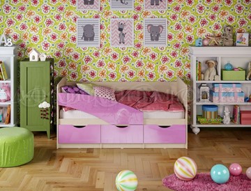 Кровать детская Бабочки 800*1600, Сиреневый глянец в Воронеже