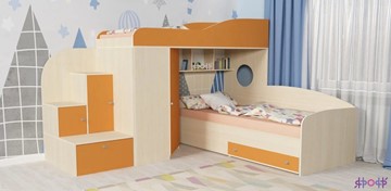 Детская кровать-шкаф Кадет-2, корпус Дуб, фасад Оранжевый в Воронеже