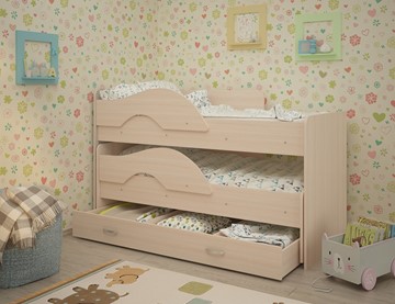 Детская кровать для мальчика Радуга 1.6 с ящиком, цвет Млечный дуб в Воронеже