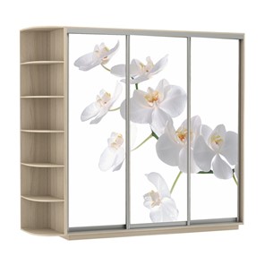 Шкаф 3-х дверный Экспресс со стеллажом, 2100х600х2200, Орхидея белая/шимо светлый в Воронеже