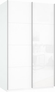 Шкаф 2-дверный Прайм (ДСП/Белое стекло) 1400x570x2300, белый снег в Воронеже