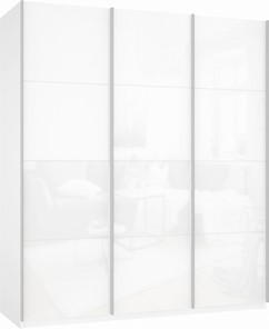 Шкаф-купе 3-х створчатый Прайм (3 Белое стекло) 2100x570x2300, белый снег в Воронеже