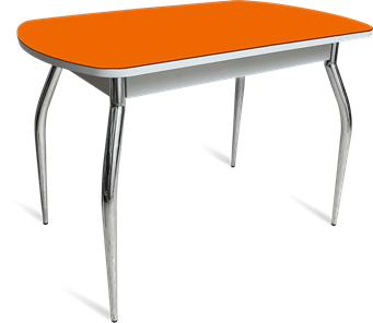 Раздвижной стол ПГ-07 СТ1 белое/оранжевое/35 хром фигурные гнутые в Воронеже