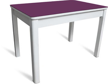 Кухонный стол Айсберг-05 СТ2, белое ЛДСП/фиолетовое стекло/40 массив белый в Воронеже