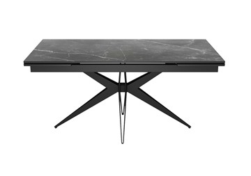 Керамический обеденный стол DikLine KW160 мрамор С45 (керамика черная)/опоры черные в Воронеже