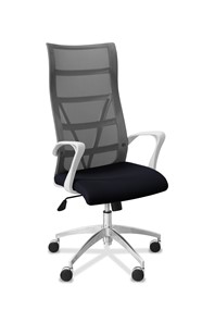 Офисное кресло для руководителя Топ X белый каркас, сетка/ткань TW / серая/черная в Воронеже