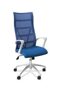 Кресло в офис Топ X белый каркас, сетка/ткань TW / синяя/голубая в Воронеже