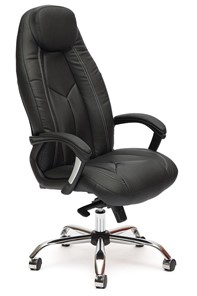 Кресло компьютерное BOSS Lux, кож/зам, черный/черный перфорированный, арт.9160 в Воронеже