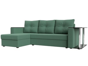 Угловой диван с оттоманкой Атланта Лайт, Амур зеленый (микровельвет) в Воронеже