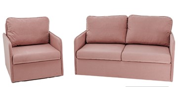 Мебельный комплект Brendoss Амира розовый диван + кресло в Воронеже