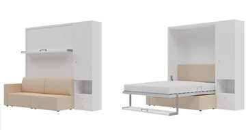 Шкаф-кровать трансформер Кровать-трансформер Smart (ШП+КД 1600), шкаф правый, левый подлокотник в Воронеже