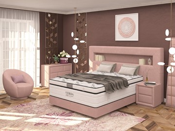 Кровать спальная Smart/Podium M 160х200, Флок (Велсофт Винтажный розовый) в Воронеже