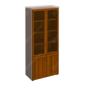 Шкаф для документов со стеклянными дверьми в рамке Мастер, темный орех (90х45х208) МТ 379 в Воронеже