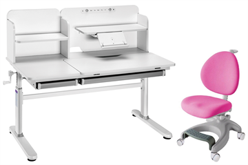Комплект парта + кресло Iris II Grey + Cielo Pink + чехол для кресла в подарок в Воронеже