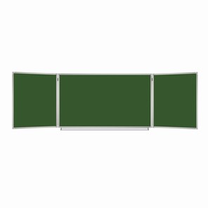 Доска для мела магнитная 3-х элементная 100х150/300 см, 5 рабочих поверхностей, зеленая, BRAUBERG, 231707 в Воронеже