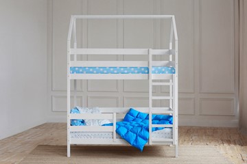 Детская двухъярусная кровать Домик, цвет белый в Воронеже