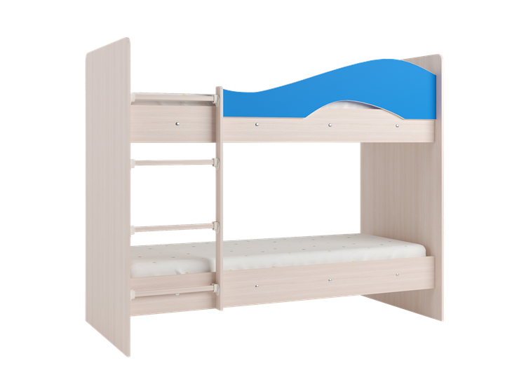Детская 2-х ярусная кровать Мая с 2 ящиками на щитах, корпус Млечный дуб, фасад Синий в Воронеже - изображение 2