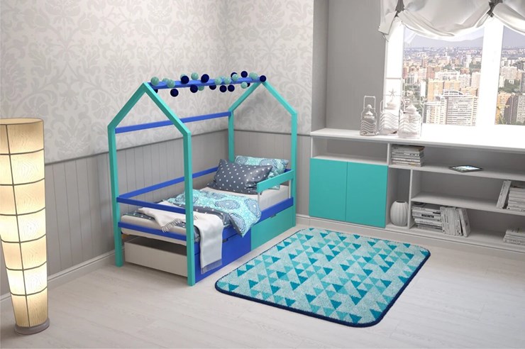 Кровать-домик детская Svogen синий-мятный в Воронеже - изображение 6