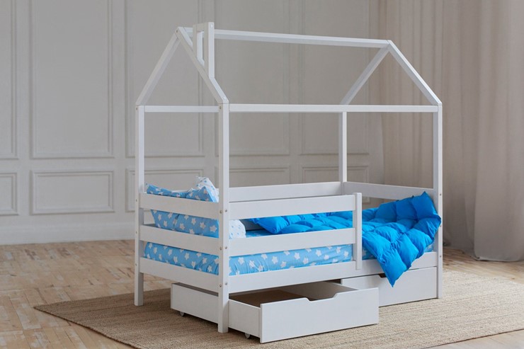Кровать детская Домик с ящиками, цвет белый в Воронеже - изображение 2