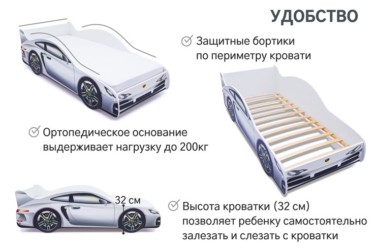 Кровать-машина детская Porsche в Воронеже - изображение 6