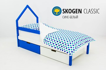 Детская кровать-домик мини Skogen сине-белый в Воронеже
