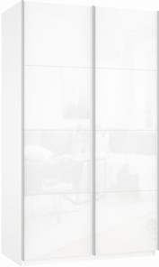Шкаф-купе 2-х дверный Прайм (Белое стекло/Белое стекло) 1200x570x2300, белый снег в Воронеже