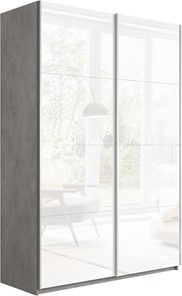 Шкаф 2-створчатый Прайм (Белое стекло/Белое стекло) 1200x570x2300, бетон в Воронеже