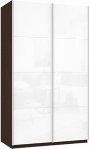 Шкаф 2-дверный Прайм (Белое стекло/Белое стекло) 1400x570x2300, венге в Воронеже