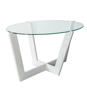 Овальный столик Оникс-6, Выбеленный дуб/Прозрачное стекло в Воронеже