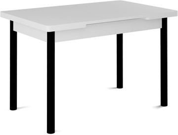 Кухонный раскладной стол Милан-1 EVO, ноги металлические черные, белый цемент в Воронеже