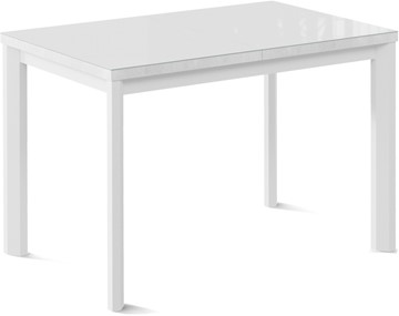 Раздвижной стол Нагано-1G (ноги металлические белые, стекло cristal/белый цемент) в Воронеже