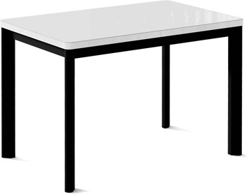 Кухонный стол раздвижной Токио-1G (ноги металлические черные, cтекло cristal/белый цемент) в Воронеже