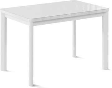 Кухонный стол раздвижной Токио-2G (ноги металлические белые, cтекло cristal/белый цемент) в Воронеже