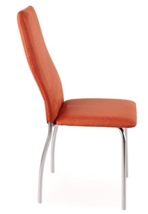 Обеденный стул Волна, каркас хром люкс, нубук -  оранжевый в Воронеже - изображение