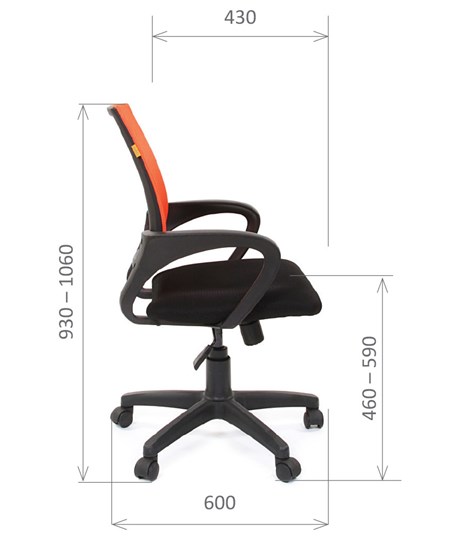 Офисное кресло CHAIRMAN 696 black Сетчатый акрил DW66 оранжевый в Воронеже - изображение 2