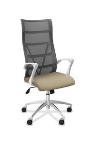 Кресло в офис Топ X белый каркас, сетка/ткань TW / серая/светло-серая в Воронеже