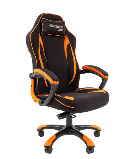 Кресло игровое CHAIRMAN GAME 28 Полиэстер комбинированная ткань оранжевый/черный в Воронеже - изображение 1