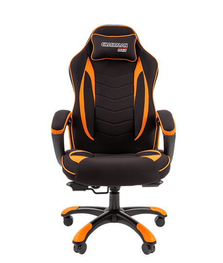 Кресло игровое CHAIRMAN GAME 28 Полиэстер комбинированная ткань оранжевый/черный в Воронеже - изображение 2
