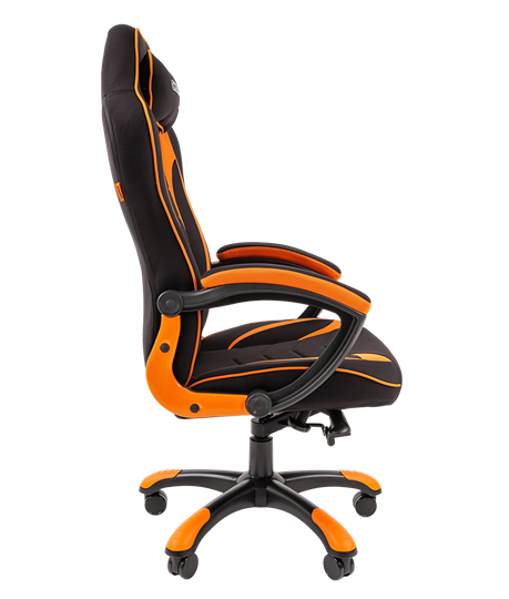 Кресло игровое CHAIRMAN GAME 28 Полиэстер комбинированная ткань оранжевый/черный в Воронеже - изображение 3