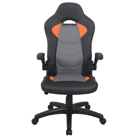 Офисное кресло BRABIX "Skill GM-005", откидные подлокотники, экокожа, черное/оранжевое, 532495 в Воронеже - изображение 4