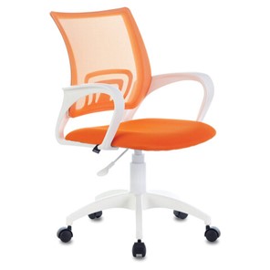Компьютерное кресло Brabix Fly MG-396W (с подлокотниками, пластик белый, сетка, оранжевое) 532401 в Воронеже