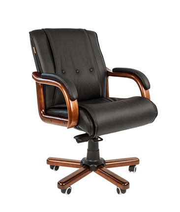 Офисное кресло CHAIRMAN 653M кожа черная в Воронеже - изображение
