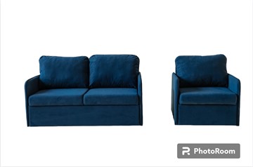 Мебельный комплект Brendoss Амира синий диван + кресло в Воронеже