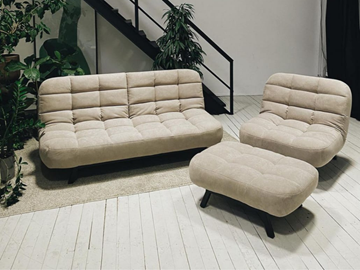 Комплект мебели Абри цвет бежевый диван + кресло +пуф пора металл в Воронеже