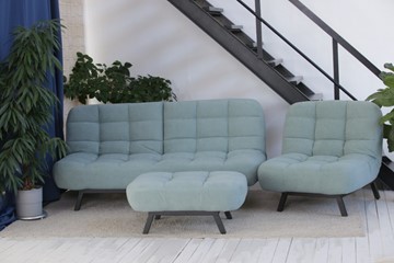 Комплект мебели Абри цвет мята кресло + диван + пуф опора металл в Воронеже