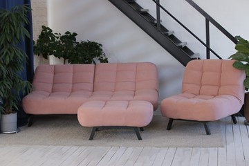 Комплект мебели Абри розовый кресло + диван + пуф опора металл в Воронеже