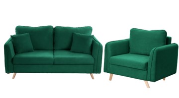 Комплект мебели Бертон изумрудный диван+ кресло в Воронеже