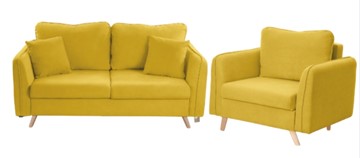 Комплект мебели Бертон желтый диван+ кресло в Воронеже