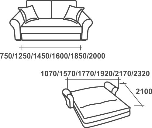 Прямой диван Аккордеон-1, 195 (прямые подлокотники) в Воронеже - изображение 2