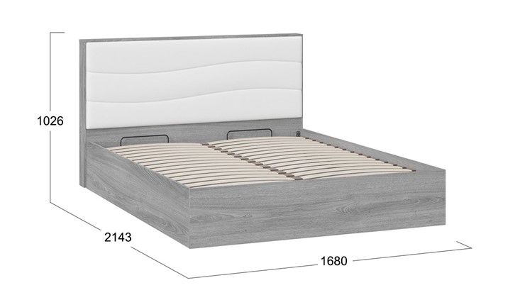 Кровать с подъемным механизмом Миранда тип 1 (Дуб Гамильтон/Белый глянец) в Воронеже - изображение 1